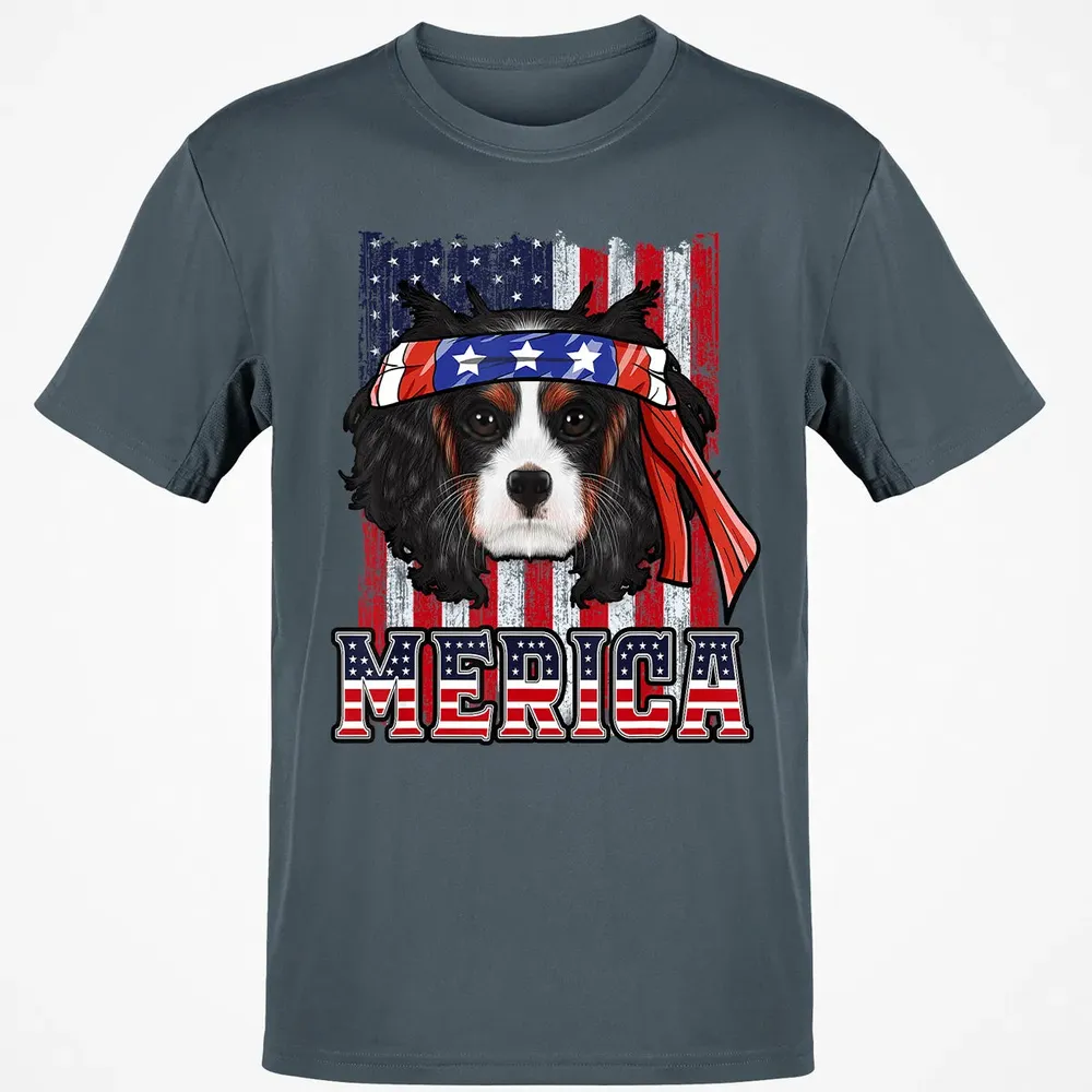 Cavalier King Charles Spaniel Merica 4th of July Dog Flag Classic Unisex T-Shirt - 4