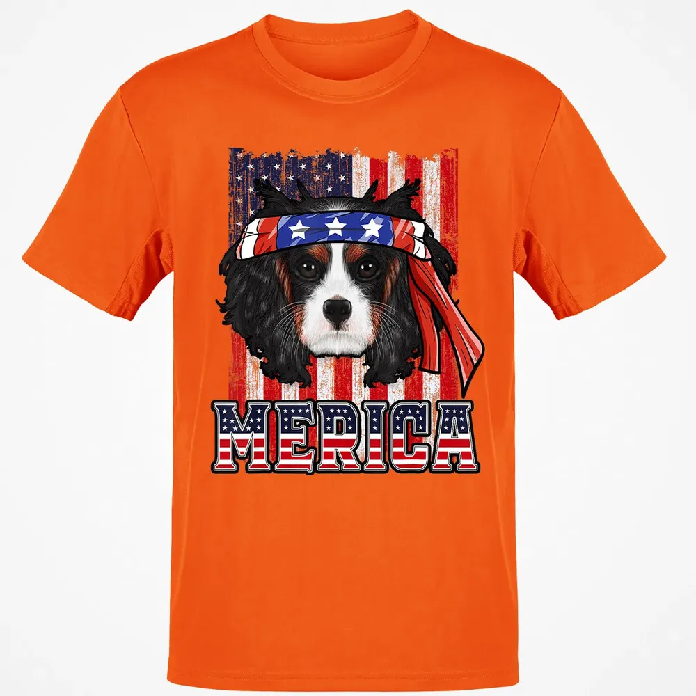 Cavalier King Charles Spaniel Merica 4th of July Dog Flag Classic Unisex T-Shirt - 9
