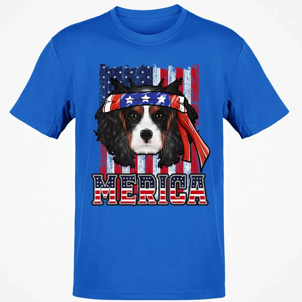 Cavalier King Charles Spaniel Merica 4th of July Dog Flag Classic Unisex T-Shirt - 12
