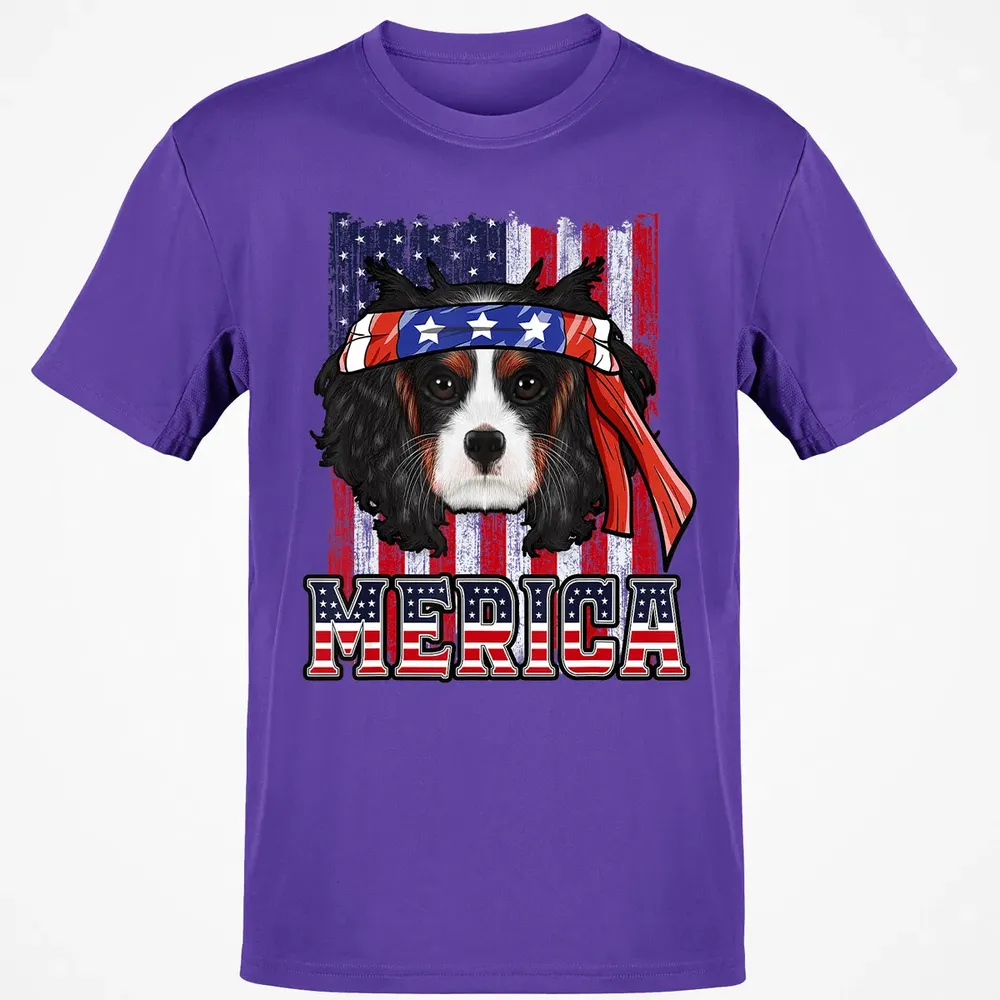 Cavalier King Charles Spaniel Merica 4th of July Dog Flag Classic Unisex T-Shirt - 10