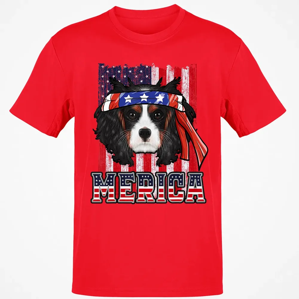 Cavalier King Charles Spaniel Merica 4th of July Dog Flag Classic Unisex T-Shirt - 11