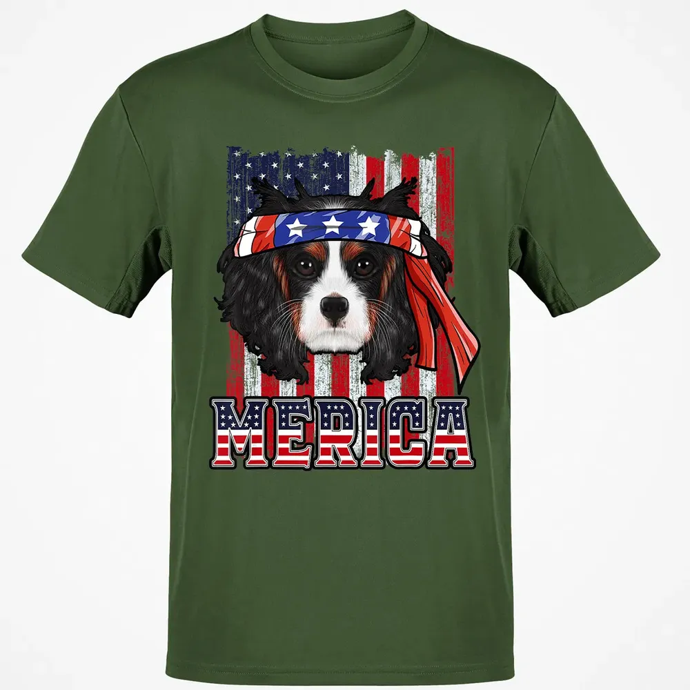 Cavalier King Charles Spaniel Merica 4th of July Dog Flag Classic Unisex T-Shirt - 7
