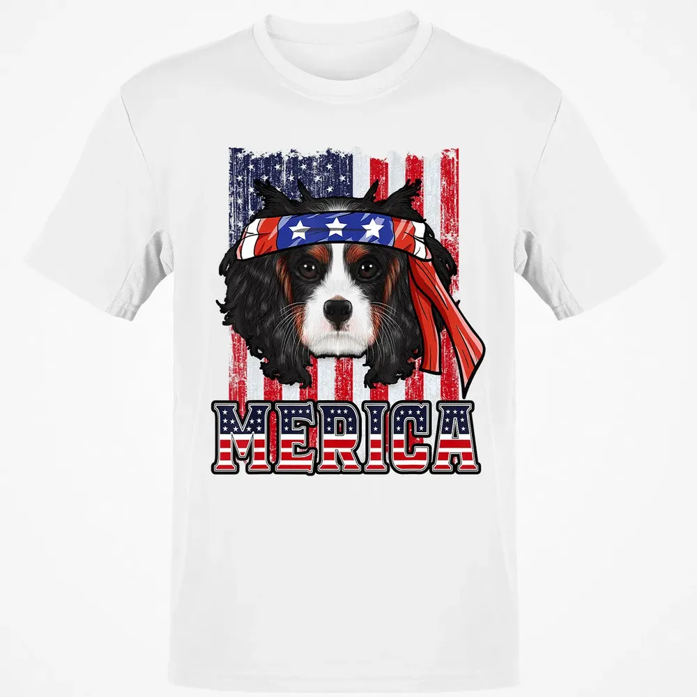 Cavalier King Charles Spaniel Merica 4th of July Dog Flag Classic Unisex T-Shirt - 13