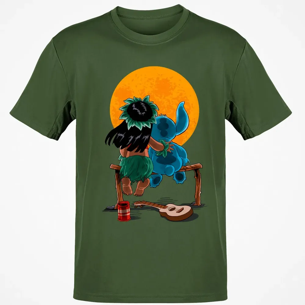 Alien And Girl Gazing At The Moon Classic Unisex T-Shirt - 7