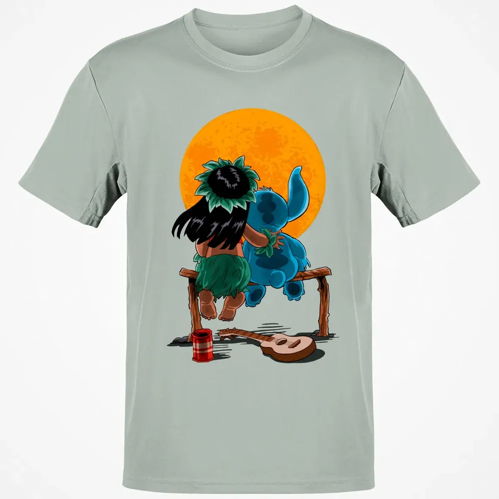Alien And Girl Gazing At The Moon Classic Unisex T-Shirt - 3