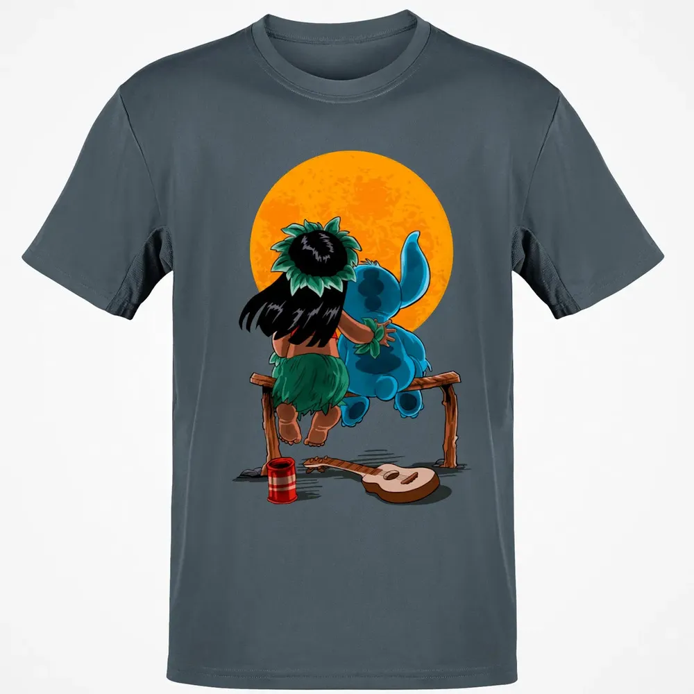Alien And Girl Gazing At The Moon Classic Unisex T-Shirt - 4