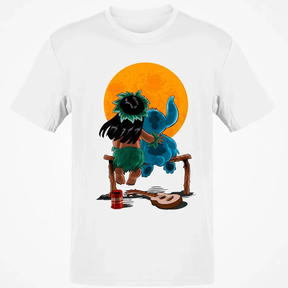 Alien And Girl Gazing At The Moon Classic Unisex T-Shirt - 13