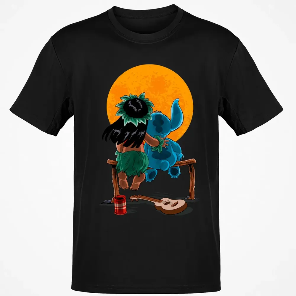 Alien And Girl Gazing At The Moon Classic Unisex T-Shirt - 2