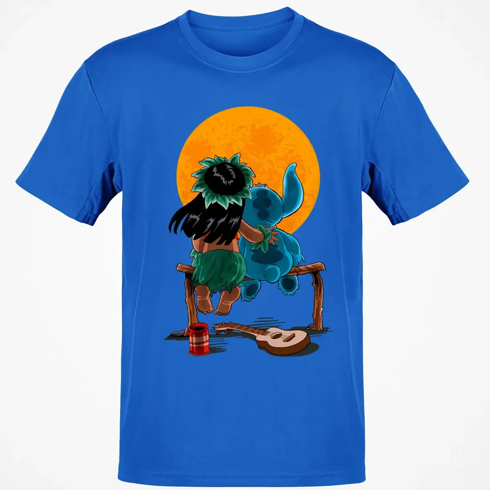 Alien And Girl Gazing At The Moon Classic Unisex T-Shirt - 12
