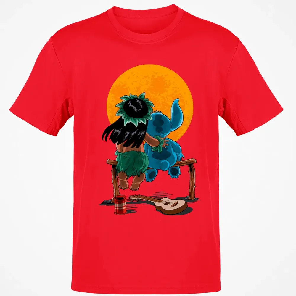Alien And Girl Gazing At The Moon Classic Unisex T-Shirt - 11