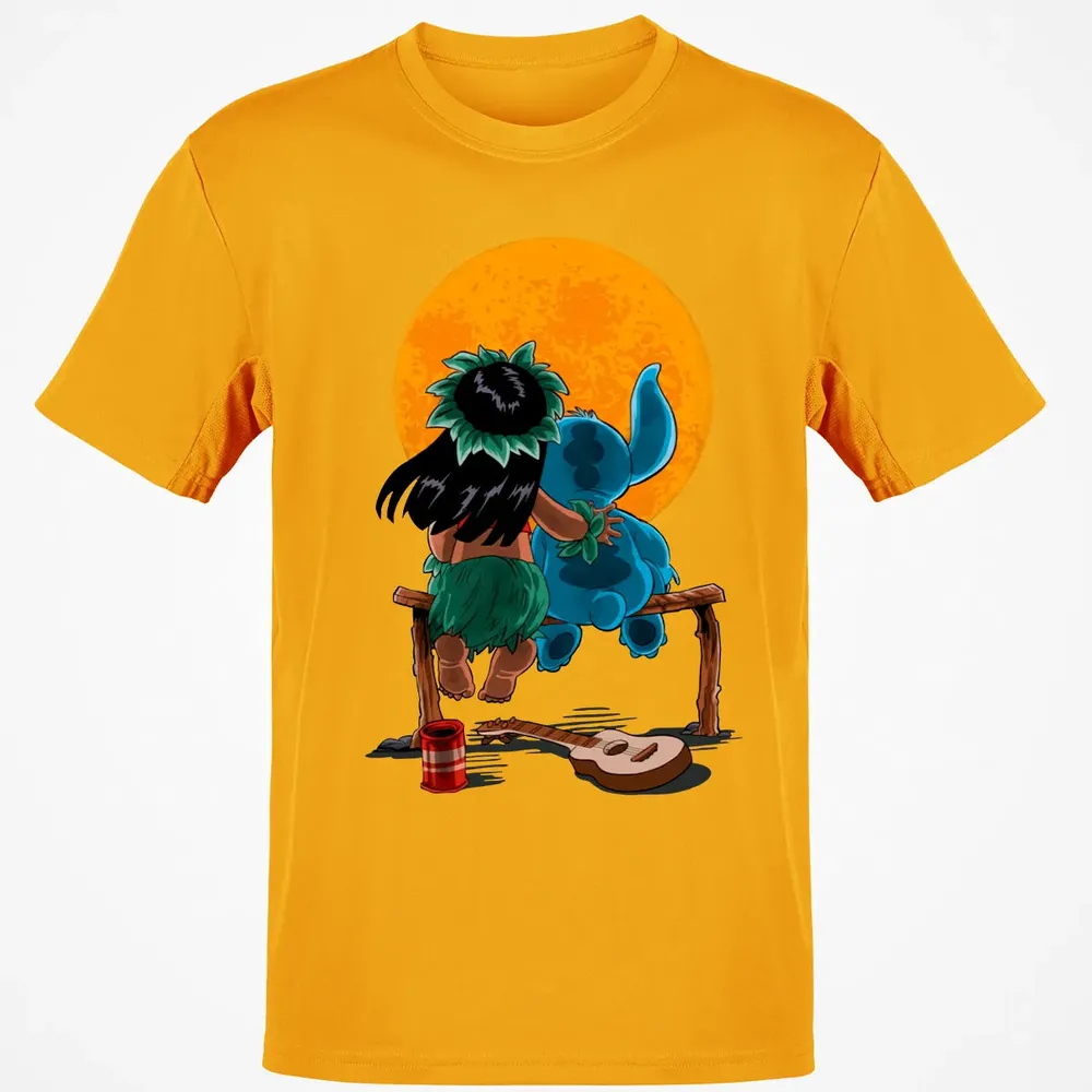 Alien And Girl Gazing At The Moon Classic Unisex T-Shirt - 5