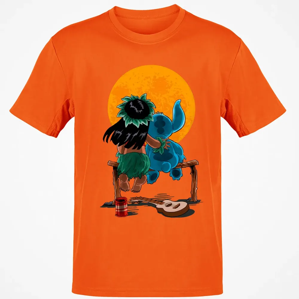 Alien And Girl Gazing At The Moon Classic Unisex T-Shirt - 9
