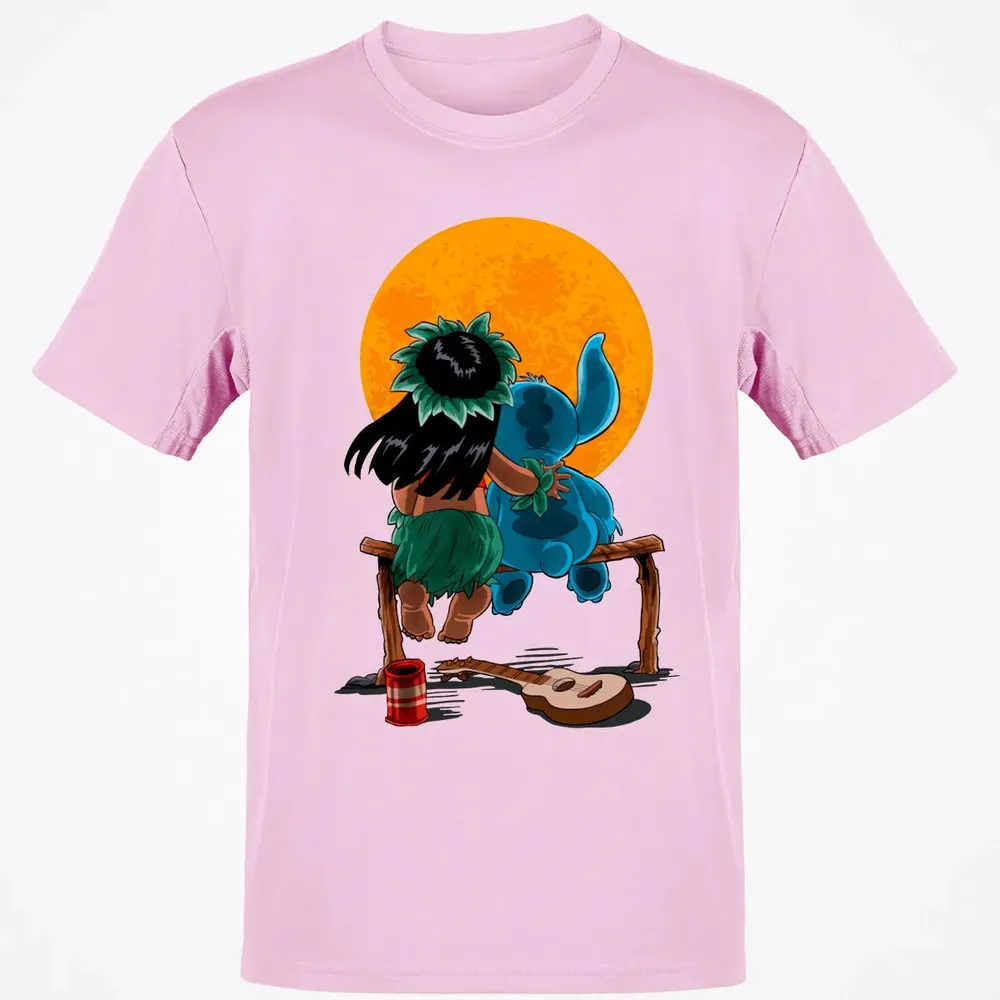 Alien And Girl Gazing At The Moon Classic Unisex T-Shirt - 6