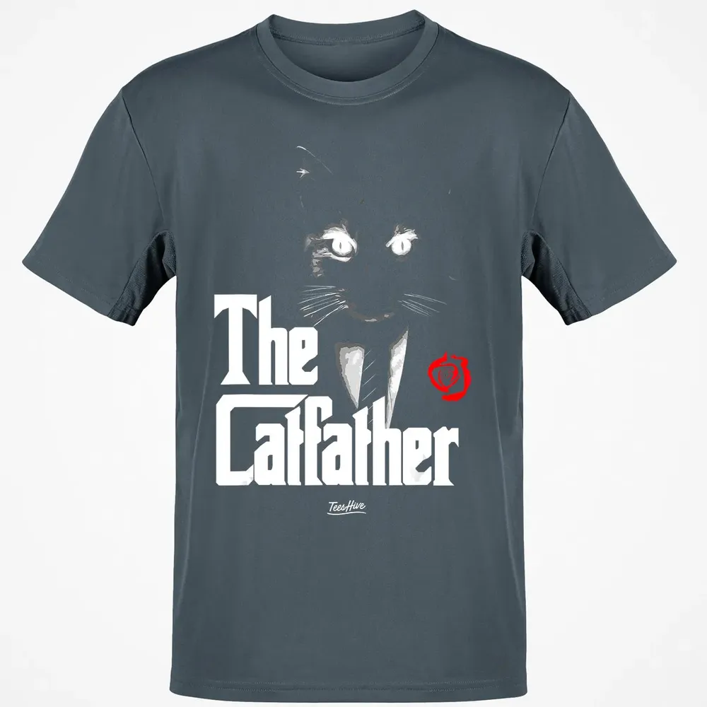 The Catfather Funny Cat Dad Tuxedo Cat Papa Novelty Themed Classic Unisex T-Shirt - 4