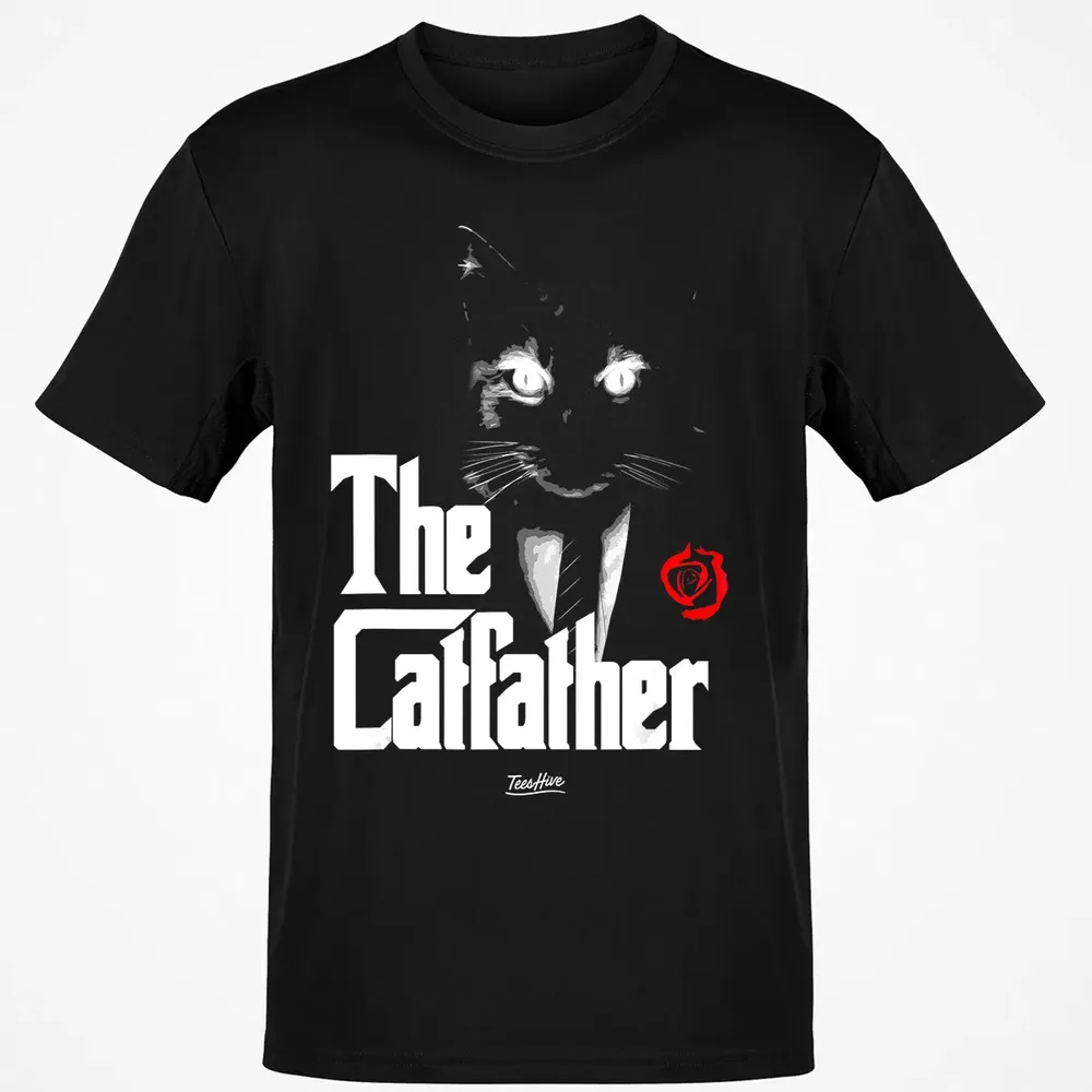 The Catfather Funny Cat Dad Tuxedo Cat Papa Novelty Themed Classic Unisex T-Shirt - 2
