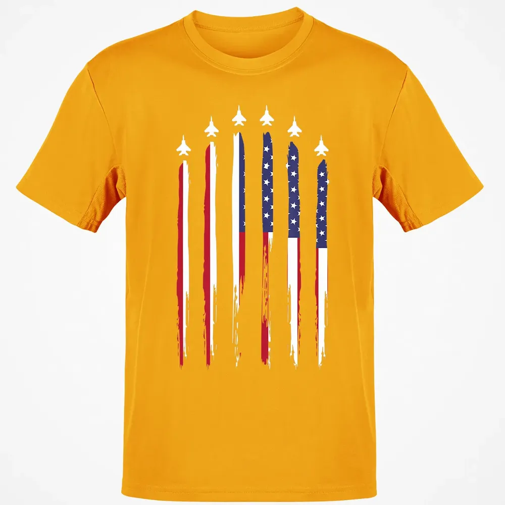 American Flag USA Airplane Jet Fighter 4th of July Patriotic Classic Unisex T-Shirt - 5