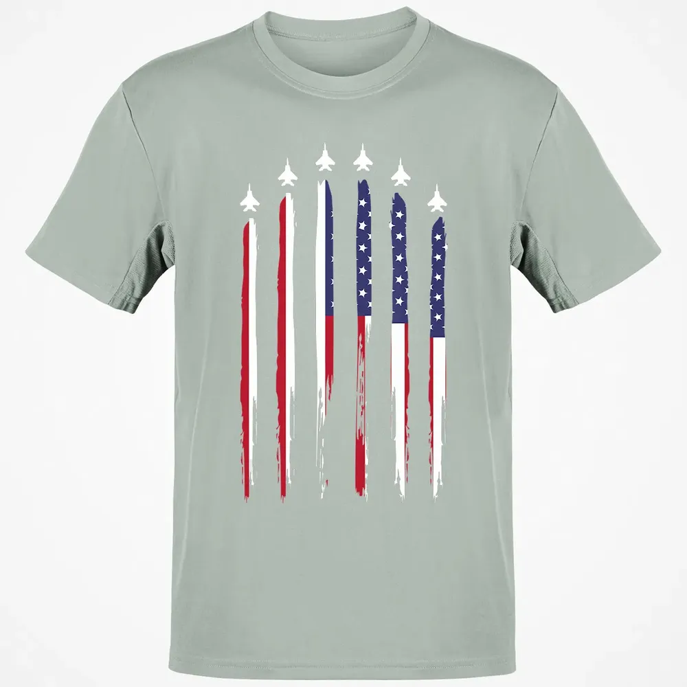 American Flag USA Airplane Jet Fighter 4th of July Patriotic Classic Unisex T-Shirt - 3