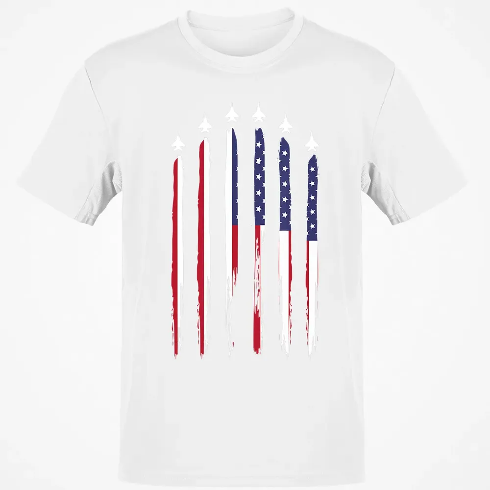 American Flag USA Airplane Jet Fighter 4th of July Patriotic Classic Unisex T-Shirt - 13