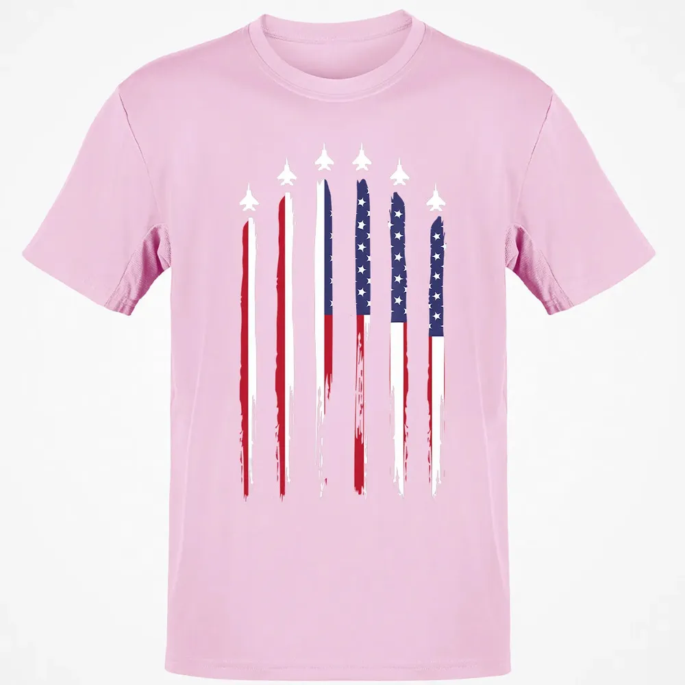 American Flag USA Airplane Jet Fighter 4th of July Patriotic Classic Unisex T-Shirt - 6