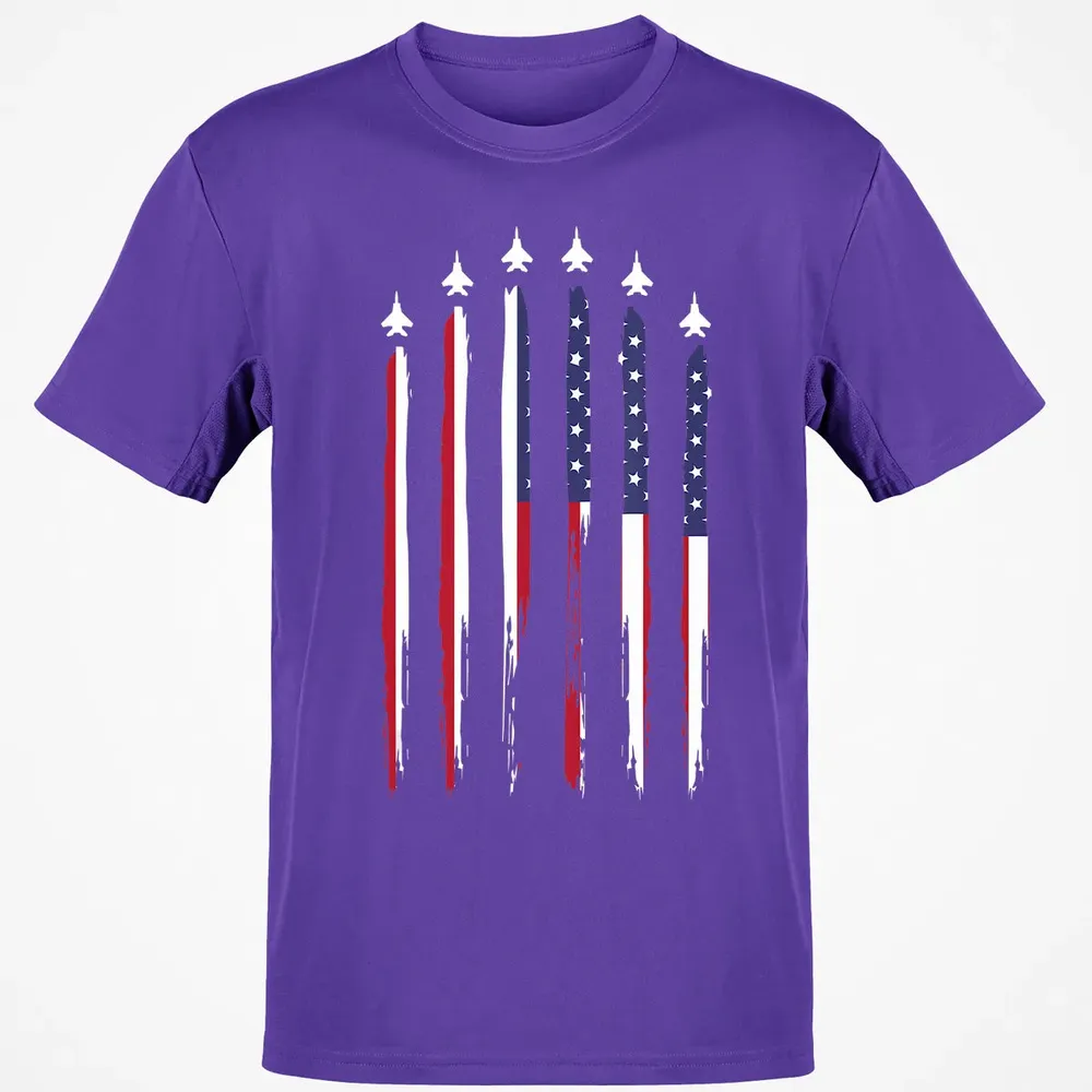 American Flag USA Airplane Jet Fighter 4th of July Patriotic Classic Unisex T-Shirt - 10