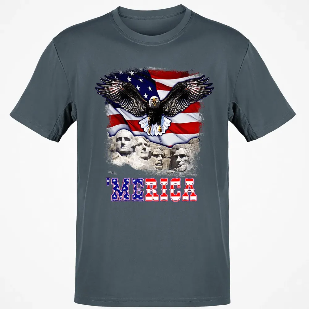 Merica 4th Of July American Flag Mount Rushmore Bald Eagle Classic Unisex T-Shirt - 4