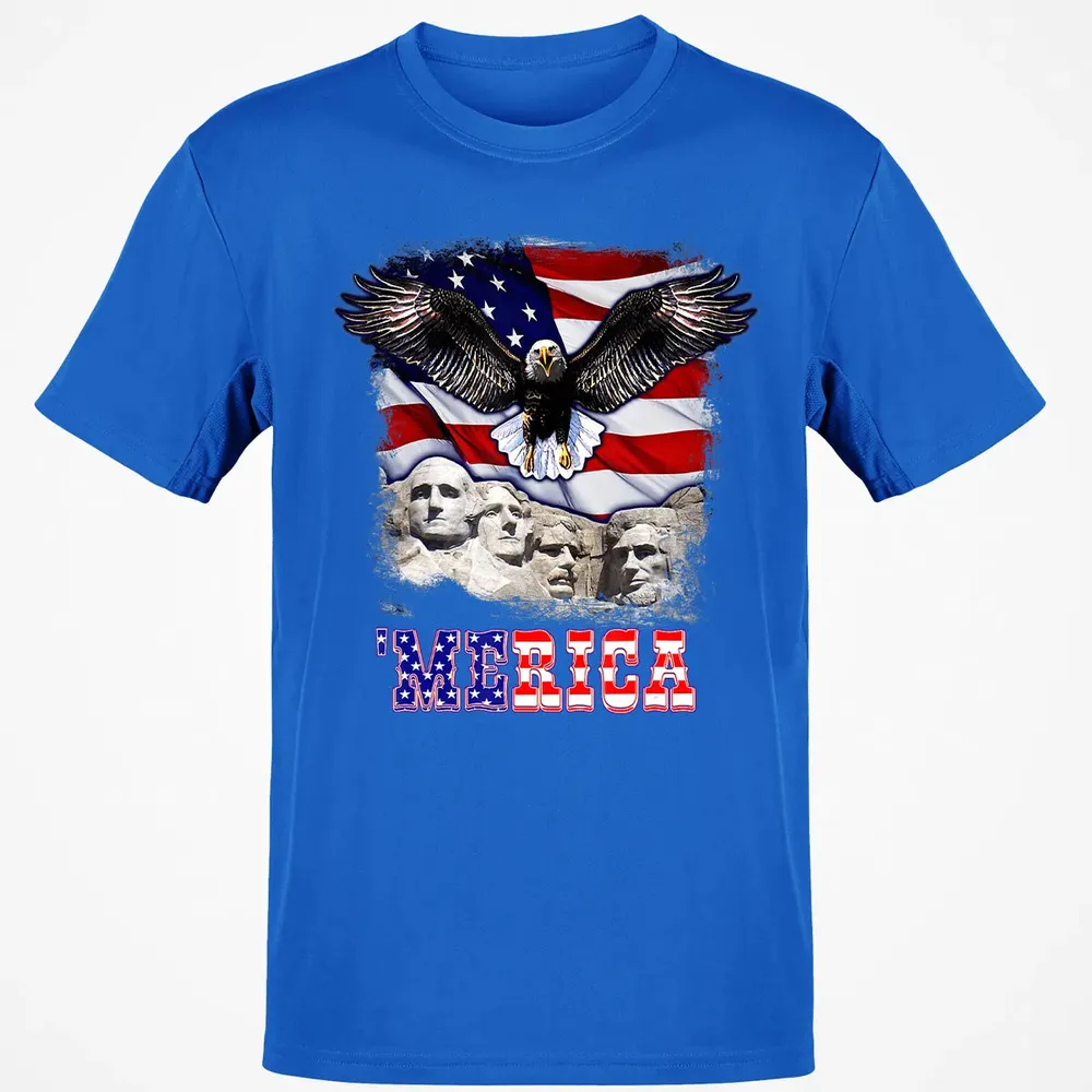 Merica 4th Of July American Flag Mount Rushmore Bald Eagle Classic Unisex T-Shirt - 12