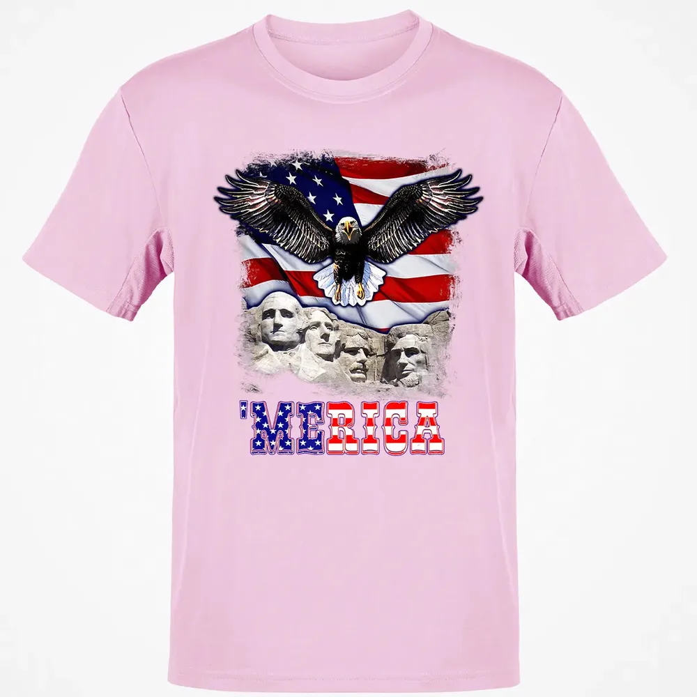 Merica 4th Of July American Flag Mount Rushmore Bald Eagle Classic Unisex T-Shirt - 6