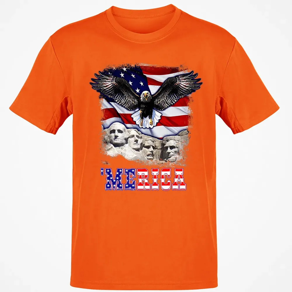 Merica 4th Of July American Flag Mount Rushmore Bald Eagle Classic Unisex T-Shirt - 9