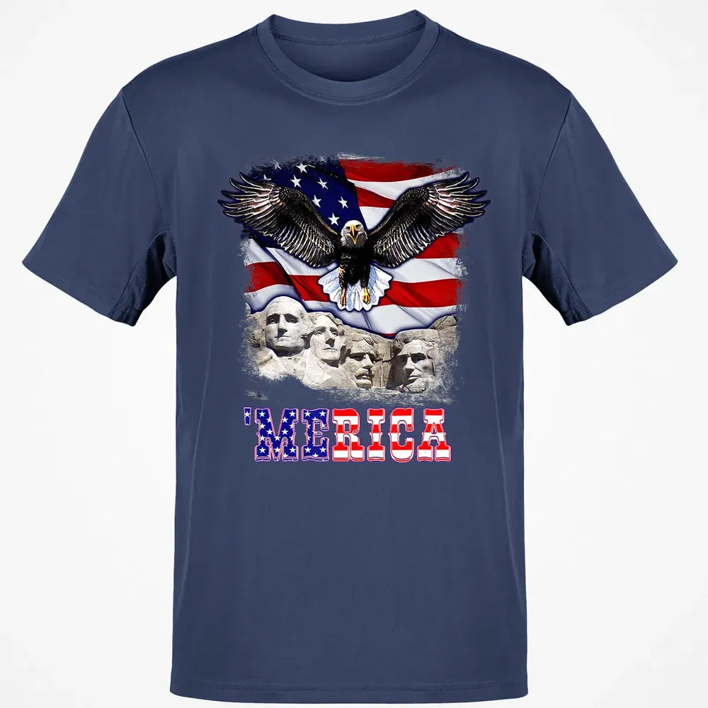Merica 4th Of July American Flag Mount Rushmore Bald Eagle Classic Unisex T-Shirt - 8