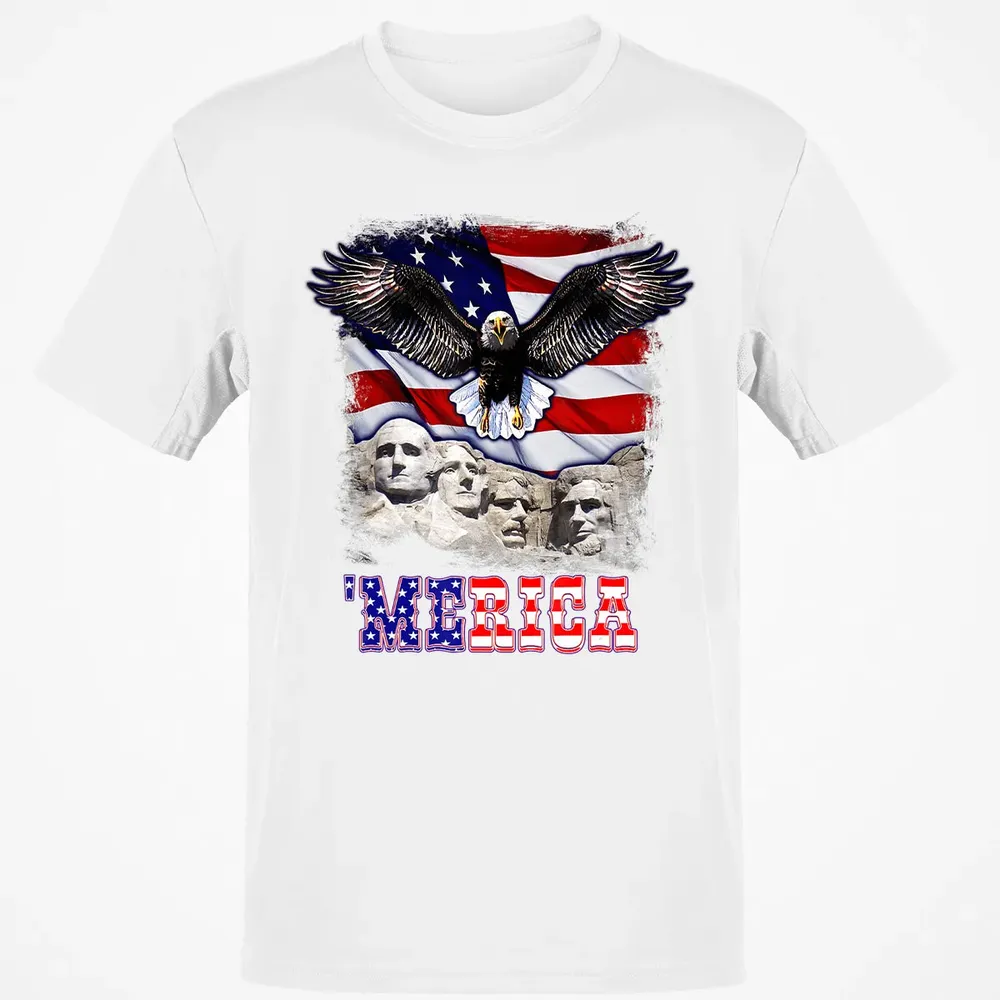 Merica 4th Of July American Flag Mount Rushmore Bald Eagle Classic Unisex T-Shirt - 13