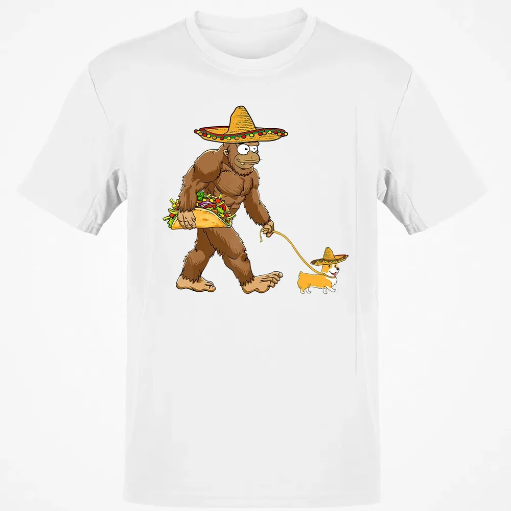 Bigfoot Taco Sombrero Corgi Dog Cinco de Mayo s Classic Unisex T-Shirt - 13