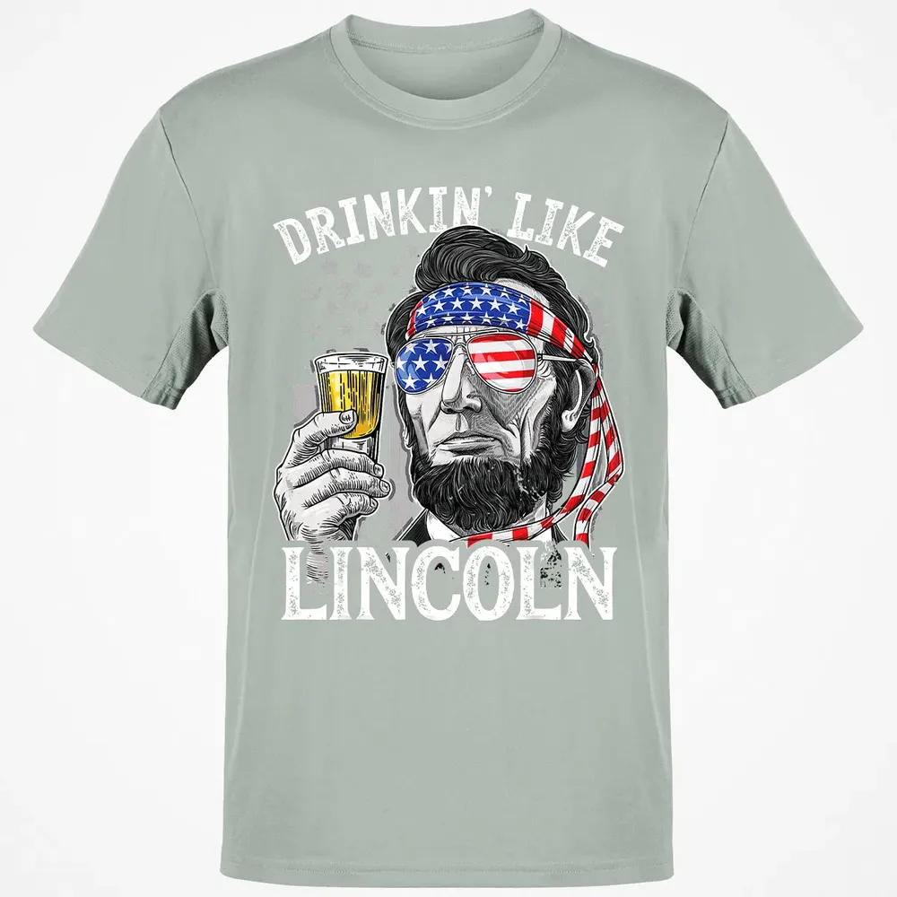 4th of July s for Men Drinking Like Lincoln Abraham Classic Unisex T-Shirt - 3
