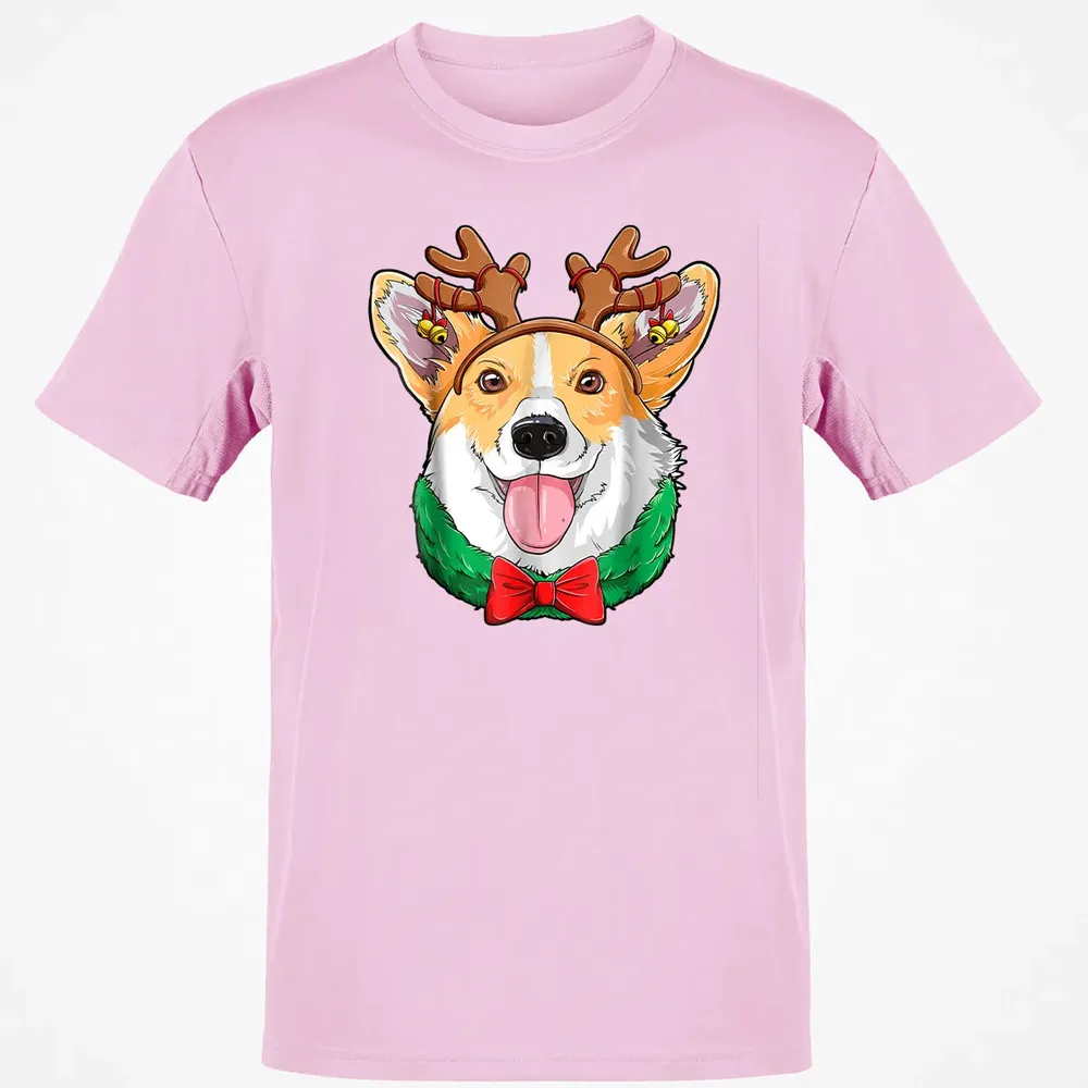 Corgi Christmas  Reindeer Antlers Dog Xmas Girls Kids Classic Unisex T-Shirt - 6