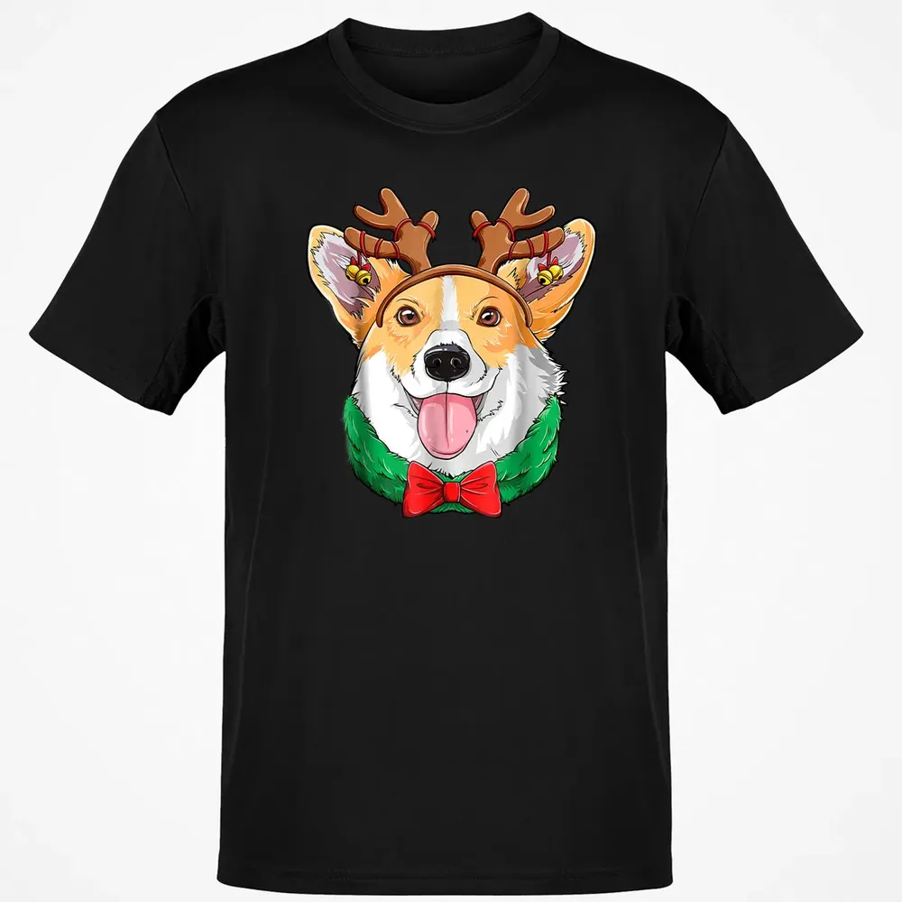 Corgi Christmas  Reindeer Antlers Dog Xmas Girls Kids Classic Unisex T-Shirt - 2