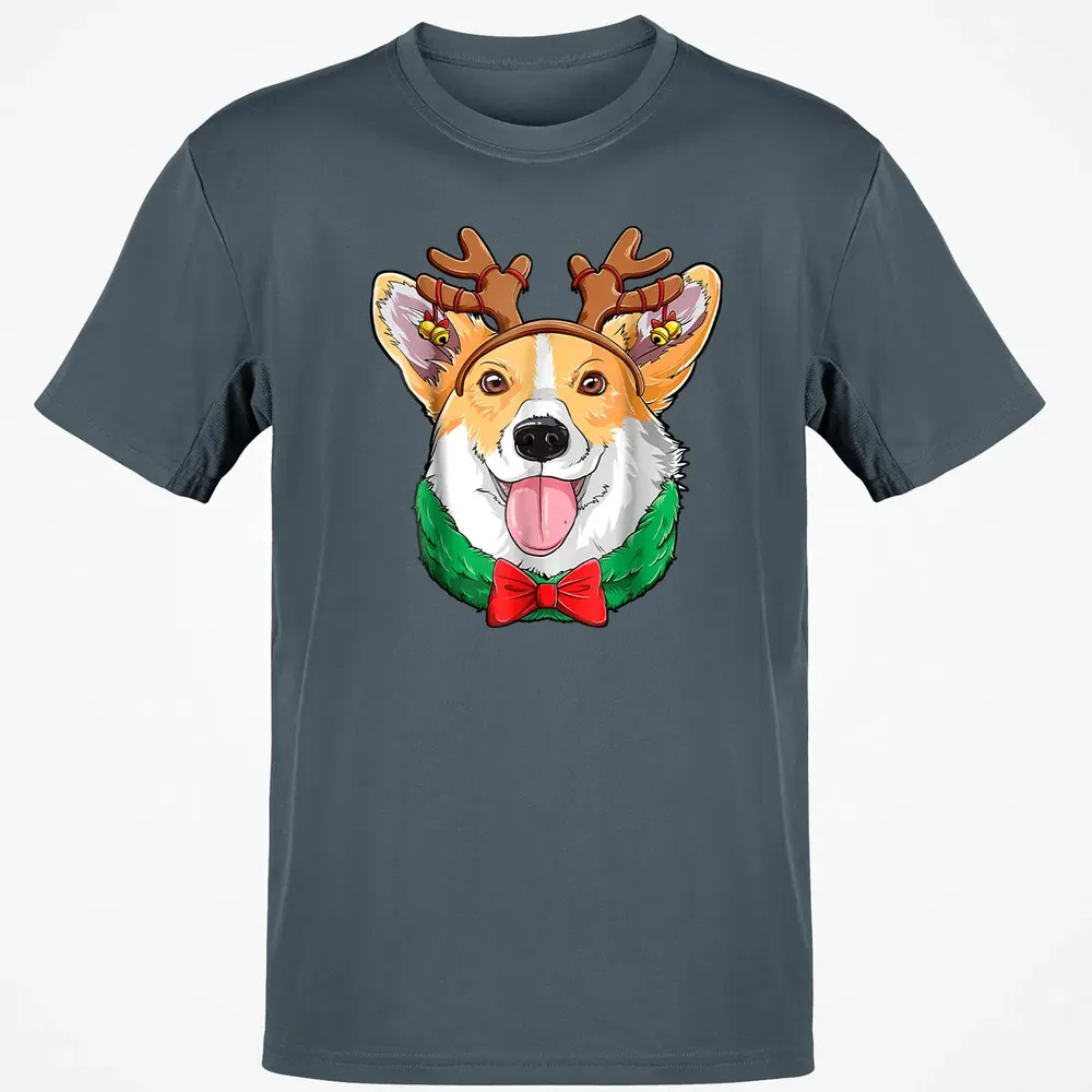 Corgi Christmas  Reindeer Antlers Dog Xmas Girls Kids Classic Unisex T-Shirt - 4