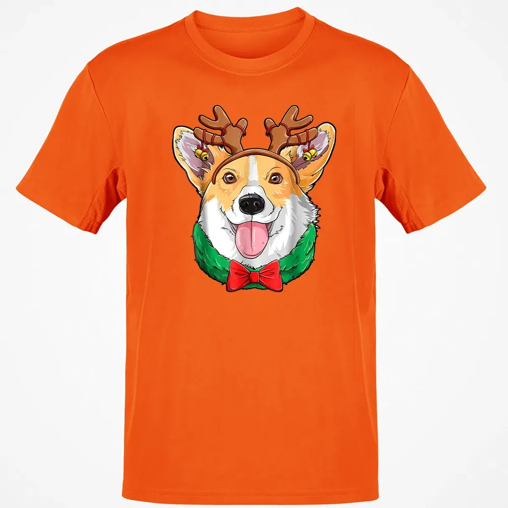 Corgi Christmas  Reindeer Antlers Dog Xmas Girls Kids Classic Unisex T-Shirt - 9