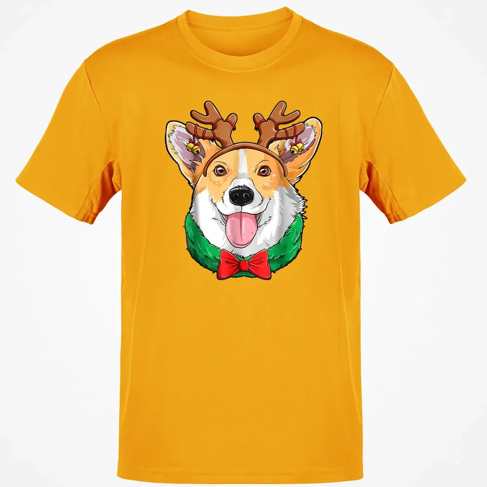 Corgi Christmas  Reindeer Antlers Dog Xmas Girls Kids Classic Unisex T-Shirt - 5