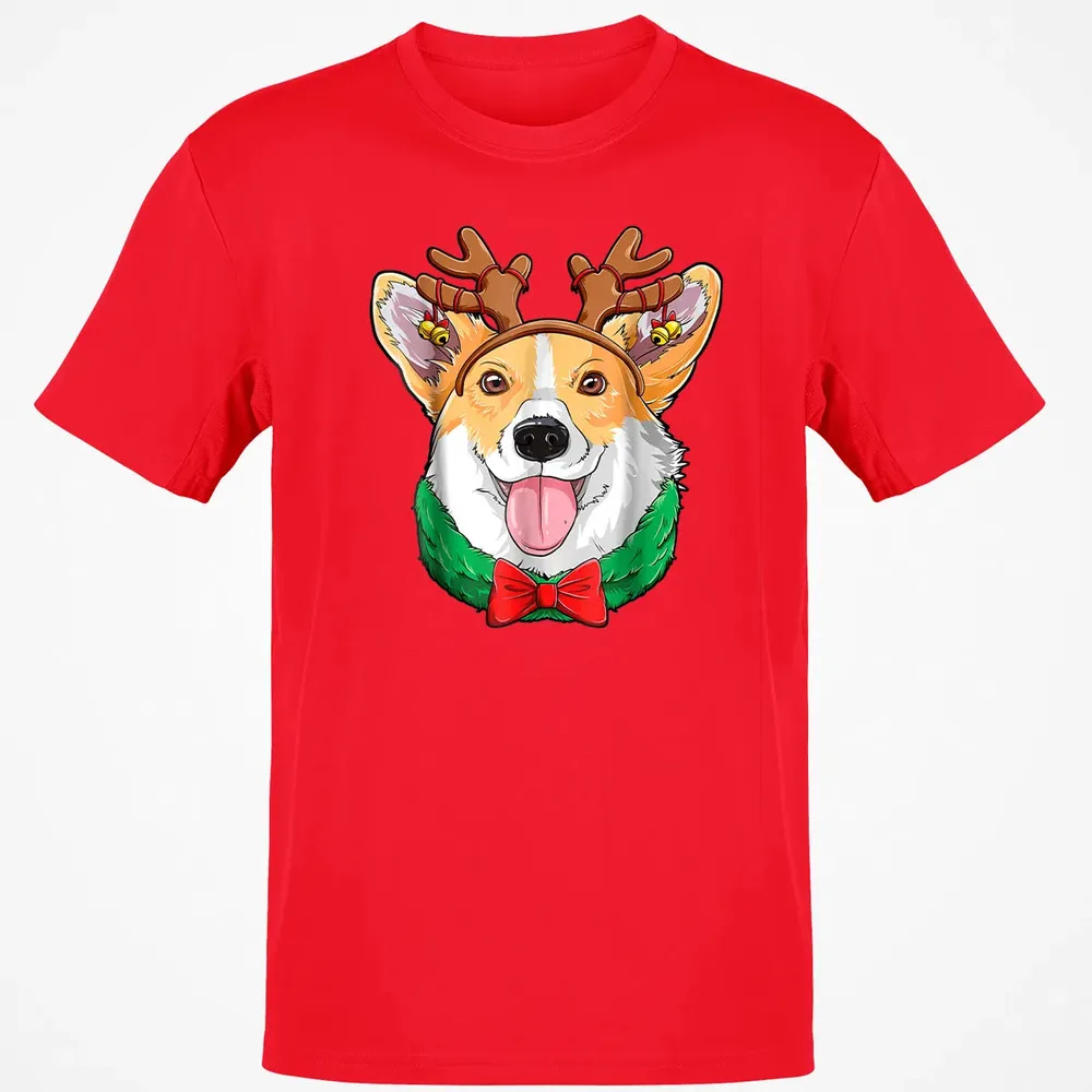 Corgi Christmas  Reindeer Antlers Dog Xmas Girls Kids Classic Unisex T-Shirt - 11