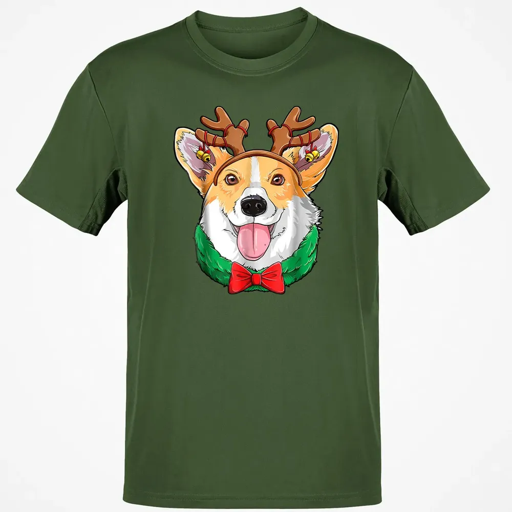 Corgi Christmas  Reindeer Antlers Dog Xmas Girls Kids Classic Unisex T-Shirt - 7