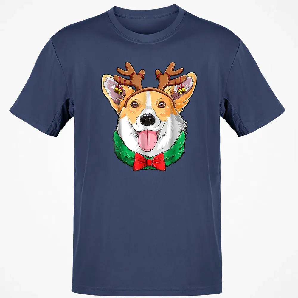 Corgi Christmas  Reindeer Antlers Dog Xmas Girls Kids Classic Unisex T-Shirt - 8