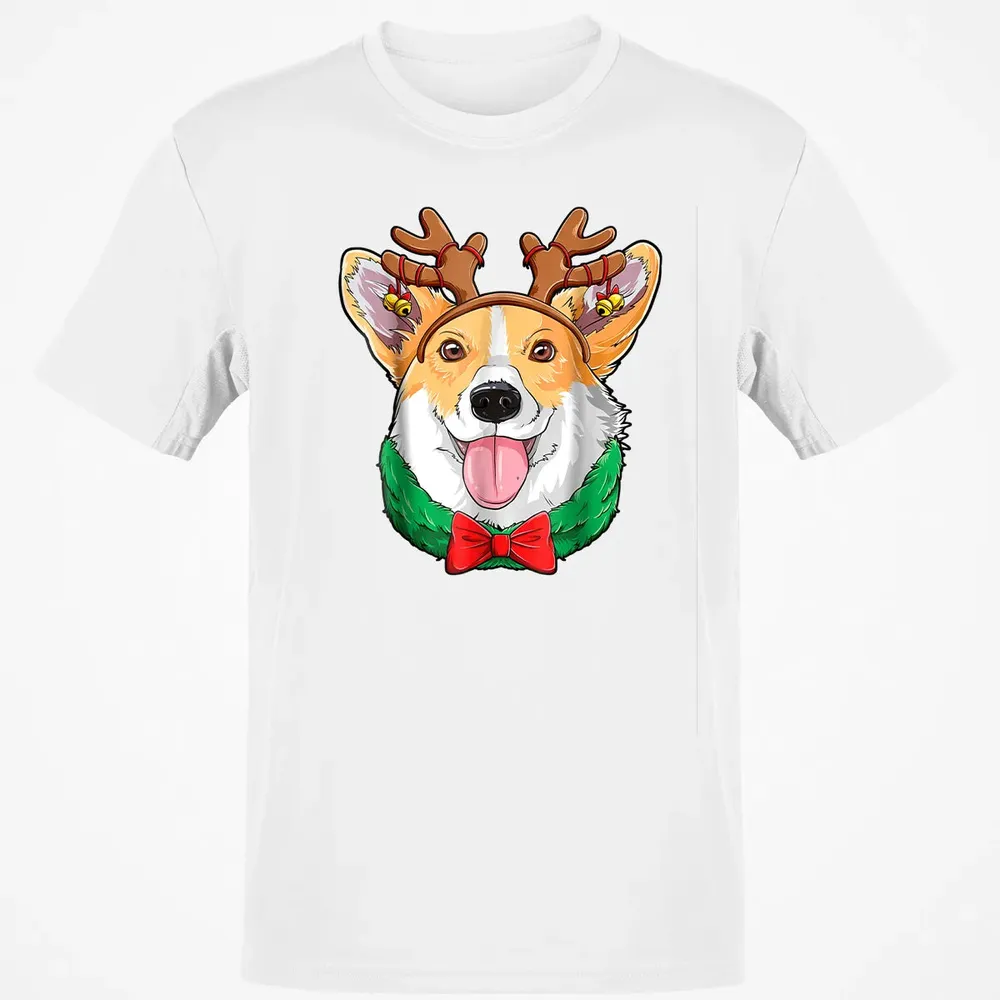 Corgi Christmas  Reindeer Antlers Dog Xmas Girls Kids Classic Unisex T-Shirt - 13