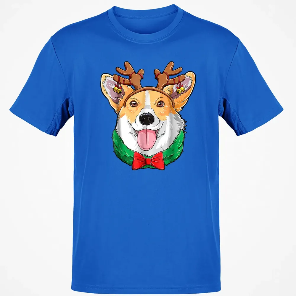 Corgi Christmas  Reindeer Antlers Dog Xmas Girls Kids Classic Unisex T-Shirt - 12