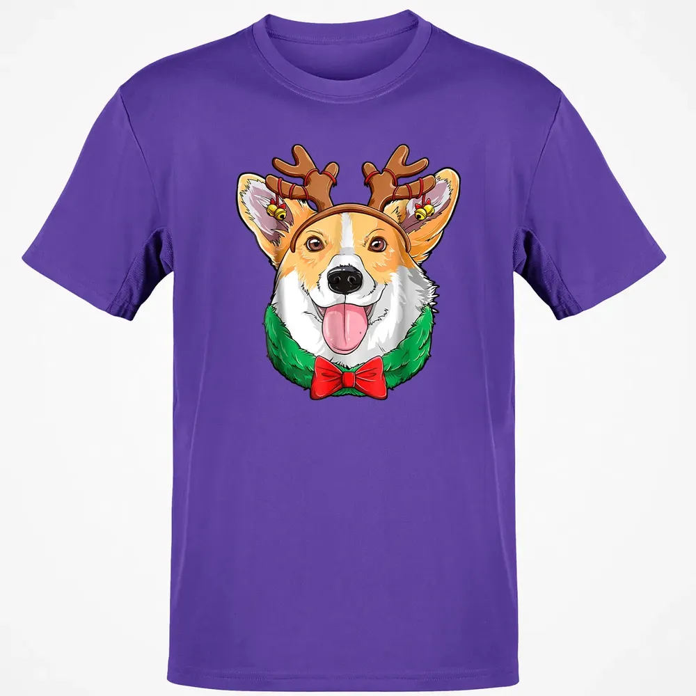 Corgi Christmas  Reindeer Antlers Dog Xmas Girls Kids Classic Unisex T-Shirt - 10