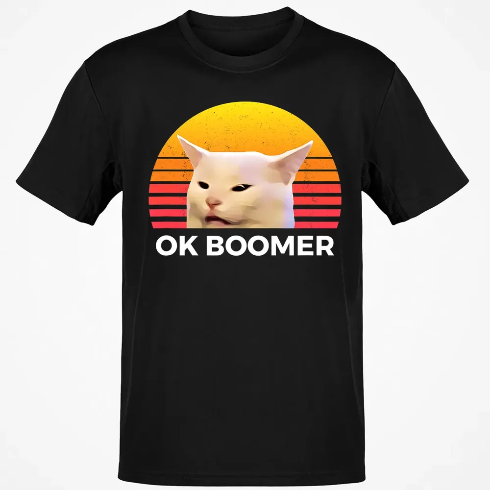 Woman Yelling At Table Dinner Funny Cat Ok Boomer Classic Unisex T-Shirt - 2