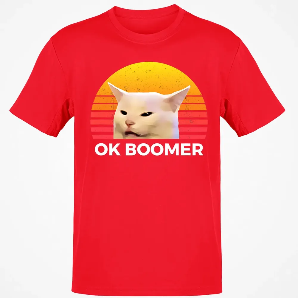 Woman Yelling At Table Dinner Funny Cat Ok Boomer Classic Unisex T-Shirt - 11