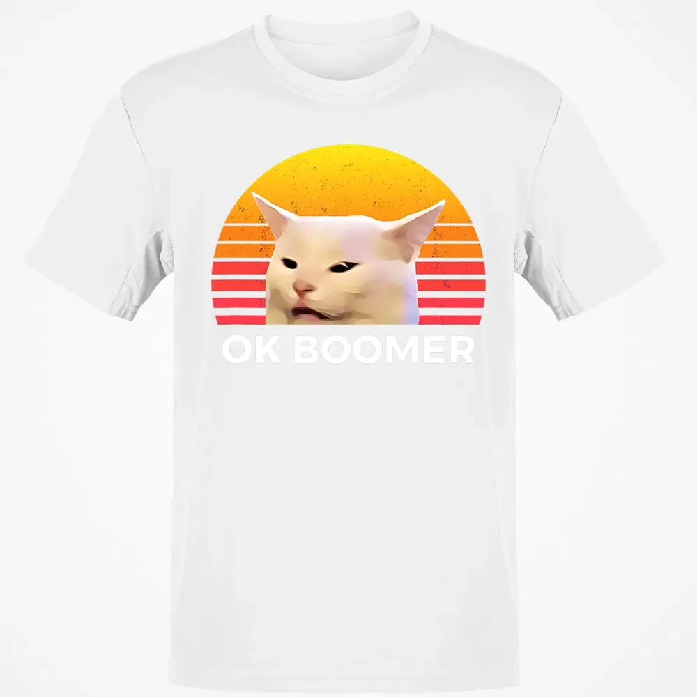 Woman Yelling At Table Dinner Funny Cat Ok Boomer Classic Unisex T-Shirt - 13