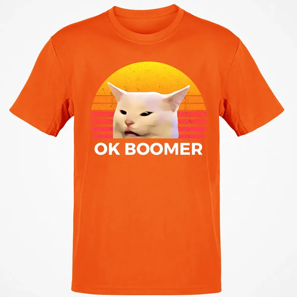 Woman Yelling At Table Dinner Funny Cat Ok Boomer Classic Unisex T-Shirt - 9