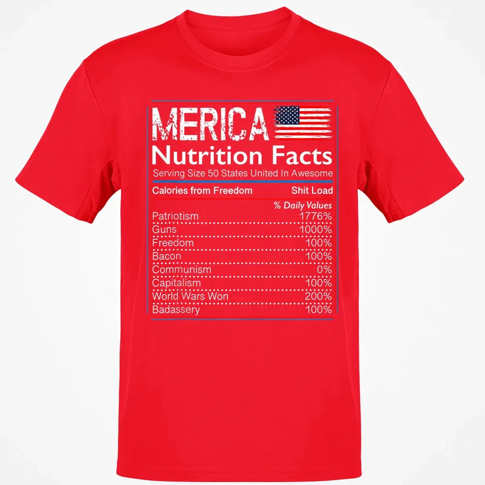4th of July Proud American  Merica Nutrition Facts Classic Unisex T-Shirt - 11