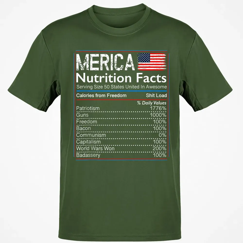 4th of July Proud American  Merica Nutrition Facts Classic Unisex T-Shirt - 7