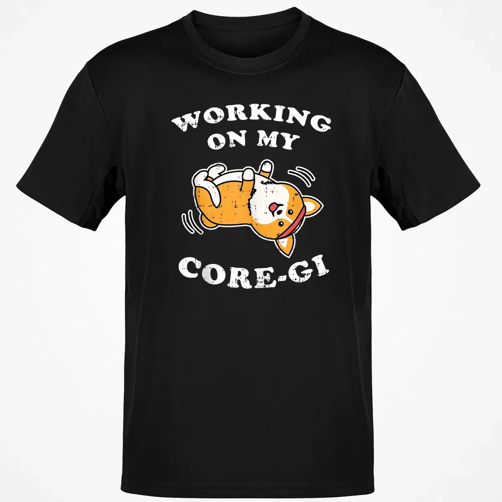 Working Core Gi Workout Cute Black Corgi Dog Fitness Gift Classic Unisex T-Shirt - 2